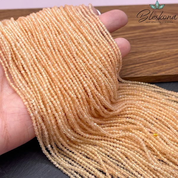 Кошачий глаз желтый микроогранка №2 (имитация) 2 мм