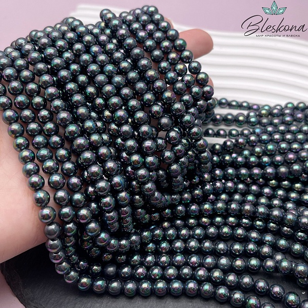 Жемчуг Майорка цвет черный хамелеон 6 мм
