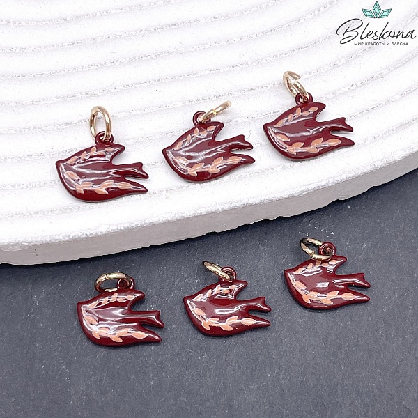 14*12 мм Цвет золото, Подвеска Птица эмаль