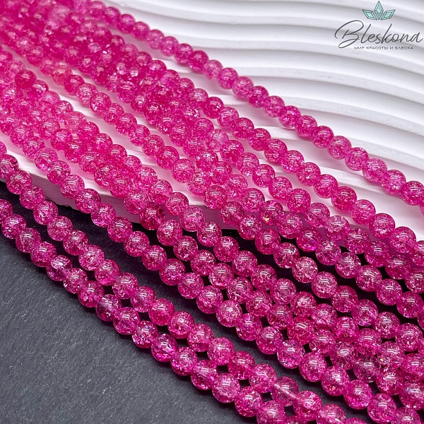 Кварц снежный фуксия (имитация) 6 мм
