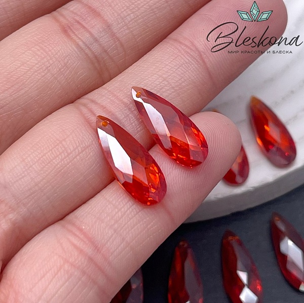 18*7 мм, Подвеска Циркон капля оранжевая №1 (кубический цирконий, фианит) 