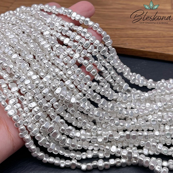 4,5-6мм Гематин сколы шлифованные матовые, светлое серебро, имитация