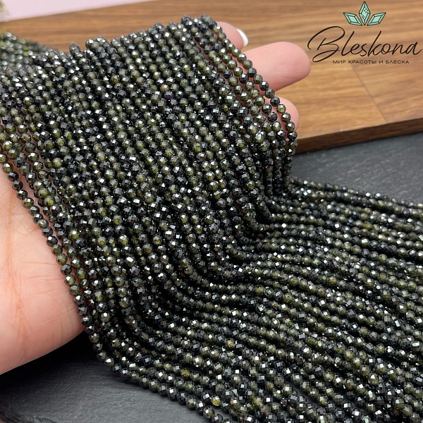 Циркон огранка темно-зеленый 3 мм (кубический цирконий, фианит) 
