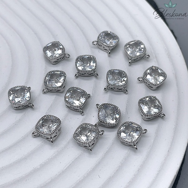 Коннектор квадрат, цвет серебро 8мм 