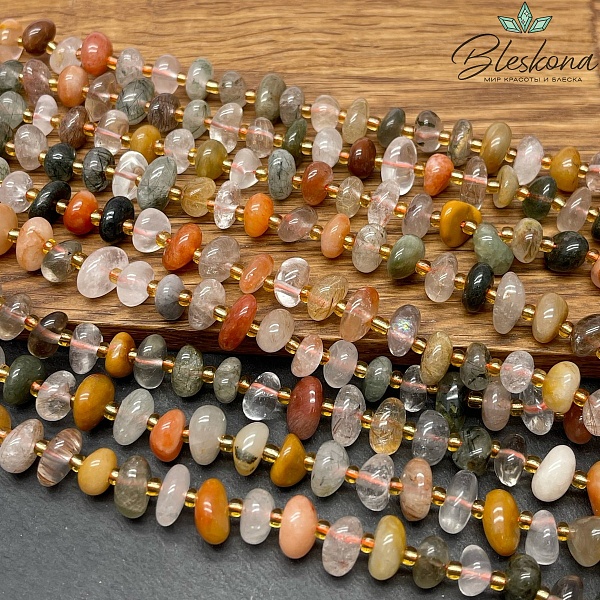  Кварц рутиловый микс галтовка (5-6)*(8-11) мм