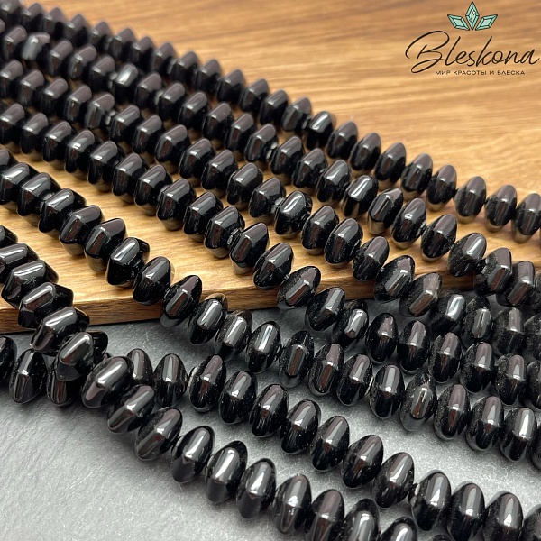 Агат черный шестигранник 11*10 мм