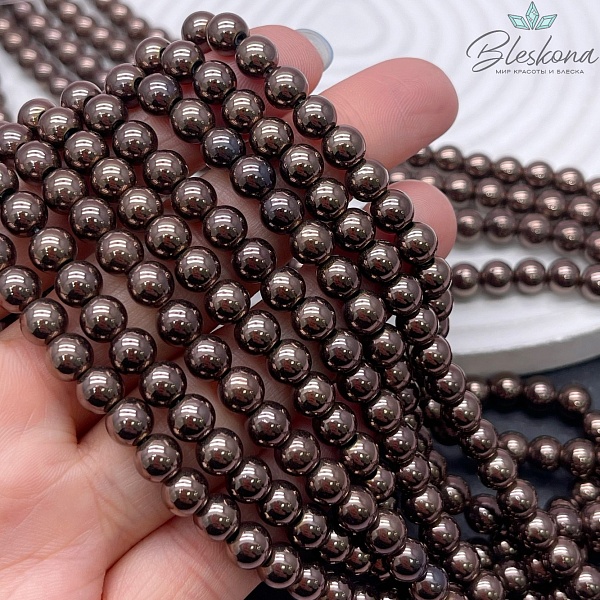 6 мм Гематин имитация, цвет коричневый  (шоколадный)