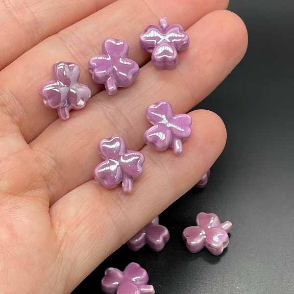 11,5*13 мм Бусина Клевер, керамика цвет фиолетовый