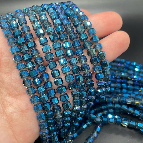 5*5,3 мм Стекло Lux, многогранник, цвет синий