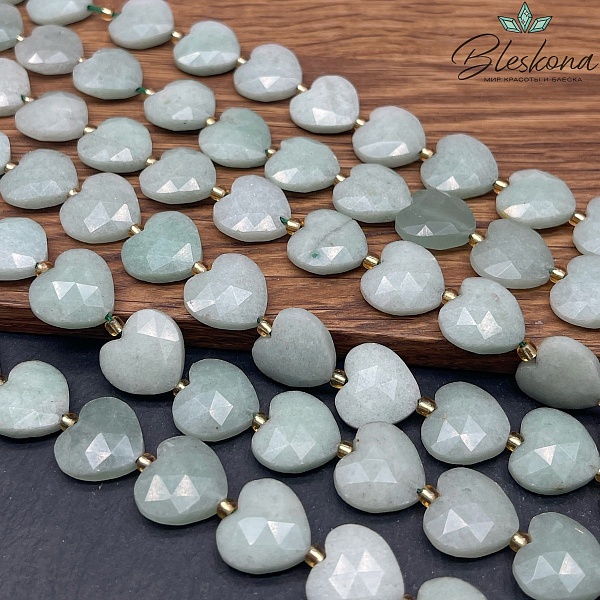 Авантюрин зеленый сердце огранка 14 мм