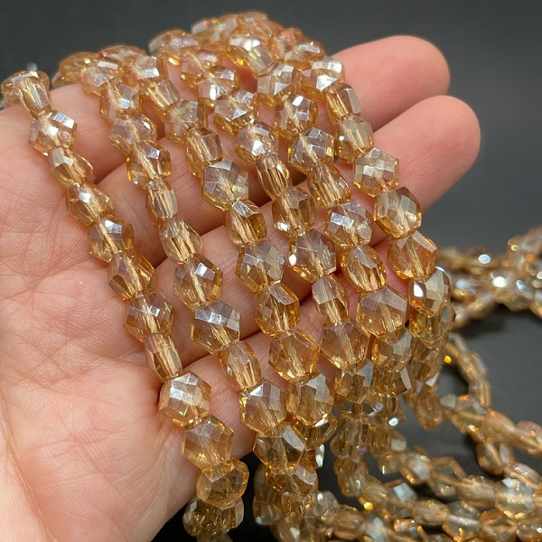 7*8 мм Стекло Lux, шестиугольник, цвет персиковый