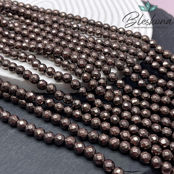 6 мм Гематин имитация огранка, цвет коричневый №1 (шоколадный)