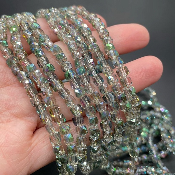 4,5 мм Стекло Lux, куб огранка, цвет серый с переливом