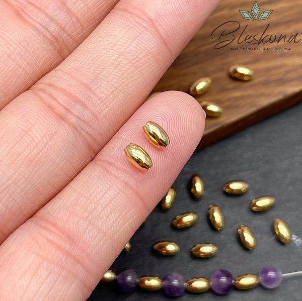 5*3 мм Цвет золото, Бусина рис