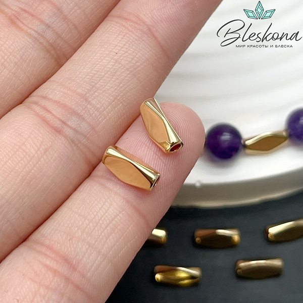 9*4 мм Цвет золото, Бусина 3 грани