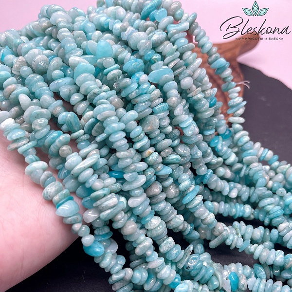 Крошка Амазонит №1 ширина бусин ~ 5-9 мм