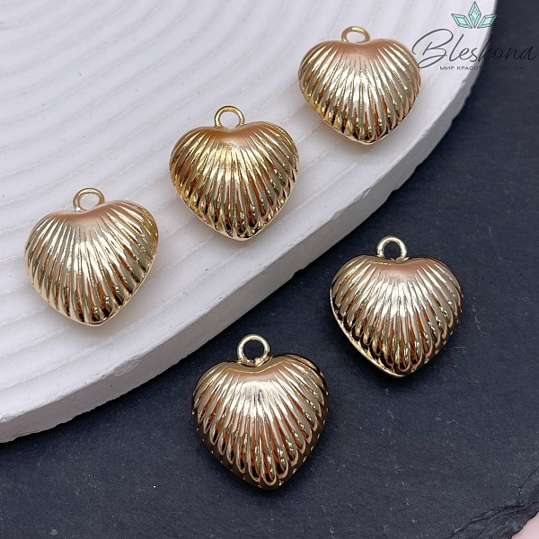 20*23мм Цвет золото, Подвеска Сердце лучи объемное 