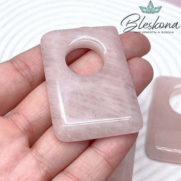 51*34 мм Подвеска прямоульник Розовый кварц