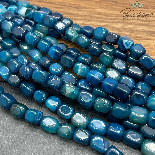 Агат голубой (тонированный) прямоугольник фриформ 11*10 мм