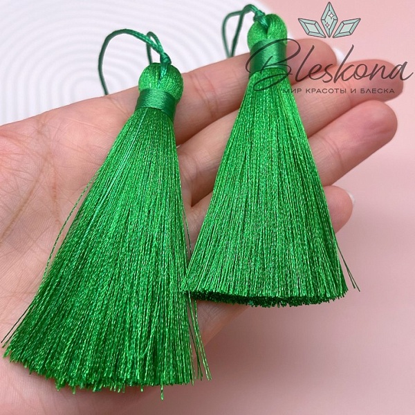 Кисть вискозный шелк Зеленая 8*1 см