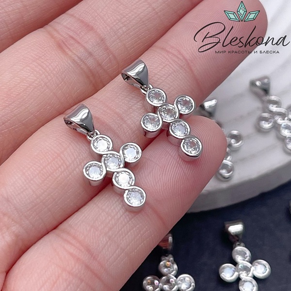 16,5*11 мм Цвет серебро, Крест цирконы 