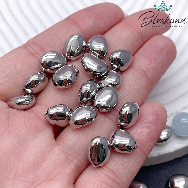 10,5*8,5 мм Цвет серебро, Бусина фриформ