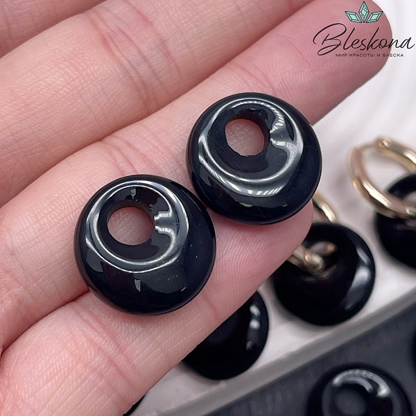 Бублик смещенный центр Агат Черный 18 мм